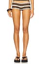 view 1 of 6 Stripe Knit Mini Shorts in Brown