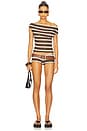 view 5 of 6 Stripe Knit Mini Shorts in Brown