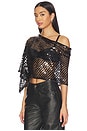 view 3 of 6 Sequin Cape Top in Black