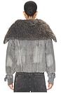 view 3 of 4 Alloy Denim Bomber Jacket With Faux Fur Collar in Grey