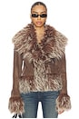 view 1 of 5 Mongolian Faux Fur Jacket in Brown