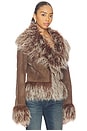 view 3 of 5 Mongolian Faux Fur Jacket in Brown