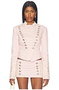 view 1 of 5 Boxy Military Jacket With Embroidery Detailing in Pink
