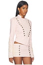 view 2 of 5 Boxy Military Jacket With Embroidery Detailing in Pink