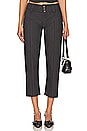view 1 of 4 Tailored 3/4 Stripe Button Trousers in Black