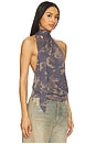 view 2 of 4 Draped Top With Scarf Detail in Grey in Camo