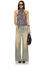 view 4 of 4 Draped Top With Scarf Detail in Grey in Camo