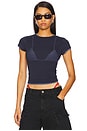 view 1 of 4 Double Layer Laser Cut Bra Tee in Navy