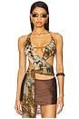 view 1 of 5 Multi Printed Cut Out Draped Top in Brown