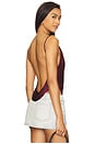 view 1 of 5 Fringe Backless Top in Burgundy