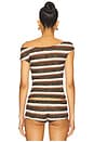 view 3 of 4 Stripe Knit Asymmetric Top in Brown