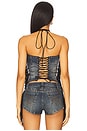 view 3 of 4 Denim Fringe Odile Corset Top in Blue