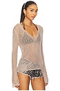 view 2 of 4 Knitted Hooded Top in Grey