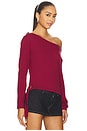 view 3 of 7 Distressed Back Off Shoulder Stripe Top in Red