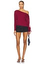 view 6 of 7 Distressed Back Off Shoulder Stripe Top in Red