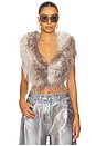 view 1 of 5 Faux Feather Backless Top in Grey