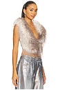 view 3 of 5 Faux Feather Backless Top in Grey