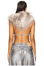view 4 of 5 Faux Feather Backless Top in Grey