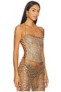 view 3 of 6 Draped Lace Up Corset Top in Sand