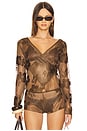 view 1 of 5 Celina Wrap Top in Brown