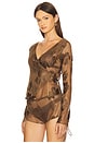 view 3 of 5 Celina Wrap Top in Brown