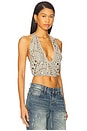 view 2 of 5 Crystal Studded Backless Top in Grey