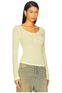 view 2 of 4 Button Down Henley Top in Yellow