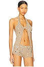 view 2 of 5 Button Knit Halter Top in Brown in Beige