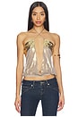view 1 of 5 Draped Chiffon Top With Sequin Panels in Gold