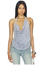 view 1 of 6 Backless Pleated Button Top in Grey