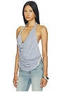 view 3 of 6 Backless Pleated Button Top in Grey