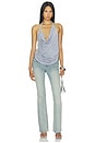 view 5 of 6 Backless Pleated Button Top in Grey