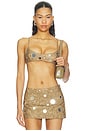 view 1 of 5 TOP PU BRA WITH MIRROR TRIMS in Brown