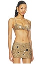 view 2 of 5 TOP PU BRA WITH MIRROR TRIMS in Brown