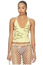 view 2 of 5 TOP BEADED HALTER WITH CROCHET HOOD  in Yellow
