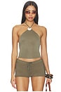 view 1 of 5 Twist Drape Halter Top in Olive