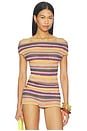 view 1 of 5 Cata Multi Stripe Asymmetric Knit Top in Multi