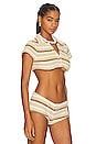 view 2 of 4 Thalia Towelling Crop Top in White & Brown