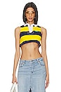 view 1 of 4 League Cropped Rugby Shirt in Yellow & Blue