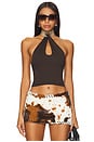 view 1 of 3 Halter Eyelet Top in Brown