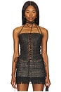 view 1 of 5 Longline Lace Up Halter Corset in Black