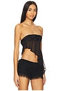 view 2 of 5 Ruffle Flower Asymmetric Corset Top in Black