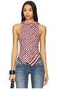 view 2 of 6 Backless Hooded Chiffon Top in Black in Red and stone stripe
