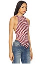 view 3 of 6 Backless Hooded Chiffon Top in Black in Red and stone stripe