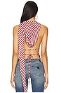 view 4 of 6 Backless Hooded Chiffon Top in Black in Red and stone stripe
