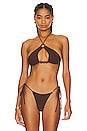 view 1 of 4 Poseidon Zig Zag Knit Halter Bikini Top in Brown