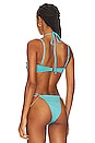 view 3 of 5 Aurora Bandeau Bikini Top With Bead Trim in Turquoise