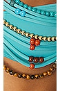 view 5 of 5 Aurora Bandeau Bikini Top With Bead Trim in Turquoise