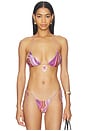 view 1 of 5 Pink Print Crystal Trim Bikini Top in in Pink Multi