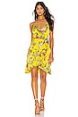 view 1 of 3 Ruffled Midi Wrap Dress in Yellow Floral